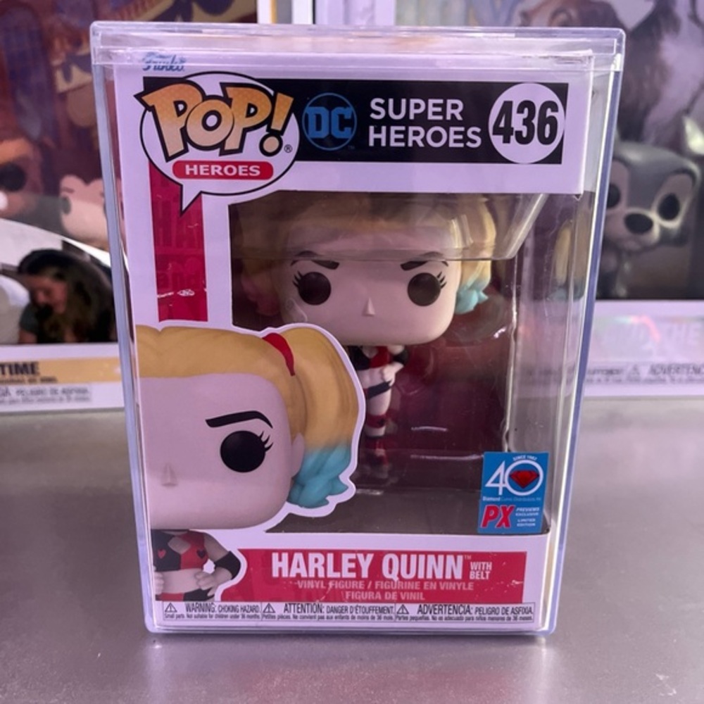 Harley Quinn DC Super Heroes Vinyl Figure in Funko Pop clear safety box - #436